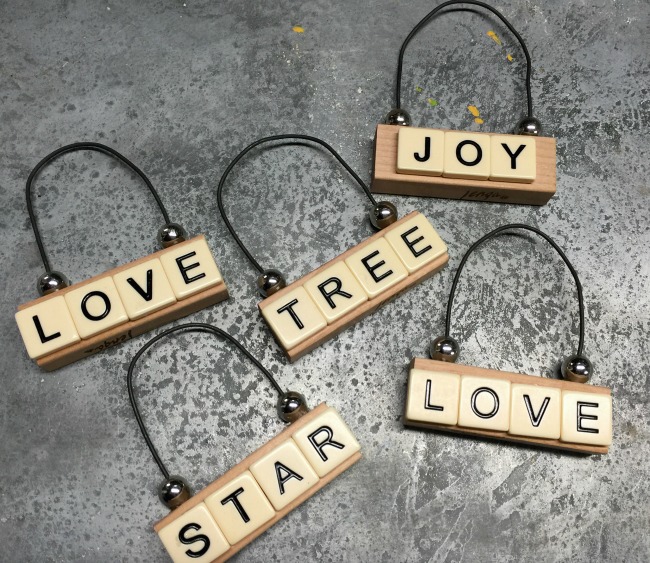 Repurposed Vintage Scrabble Ornaments for Christmas