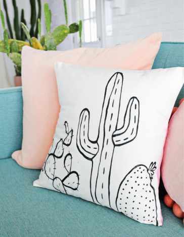 Cactus Outline Pillow DIY